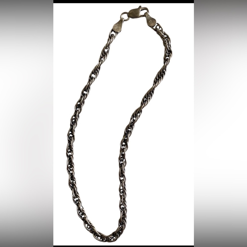 Vintage Estate 925 Italian Silver Thin Twisted Rope Chain Bracelet 5g